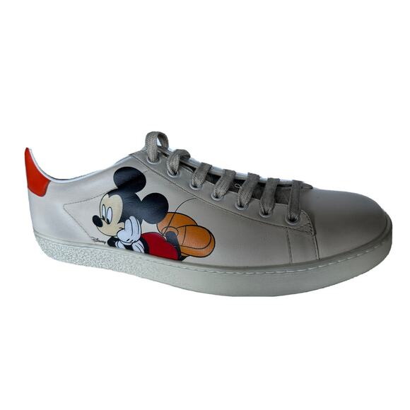 Gucci Men's Mickey Mouse Ivory Soft Leather Sneakers 8.5 US (41.5 Eu) 606110 NWT - Picture 5 of 13